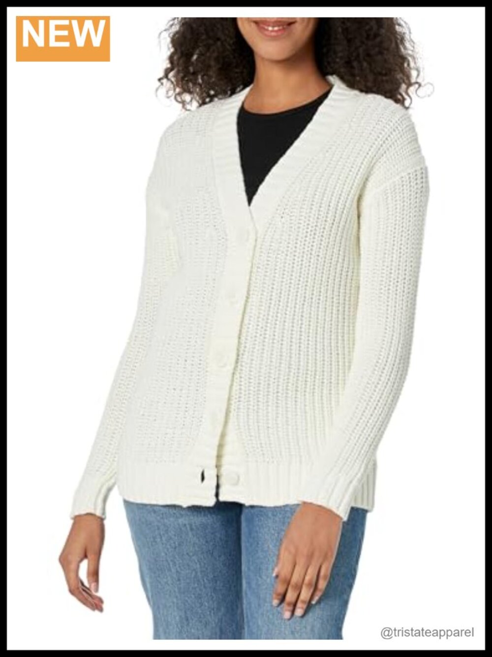 Chunky Knit Cardigan Oversized Fit Long Sleeve Button Front